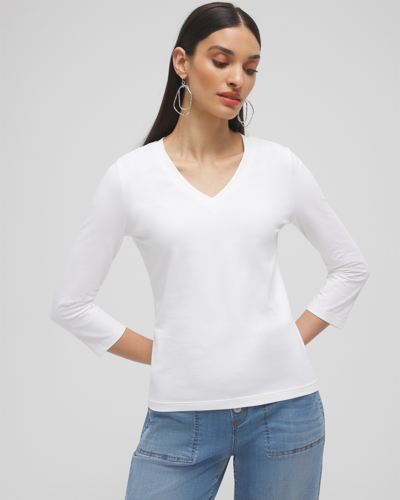 Chico's 3/4 Sleeve Perfect Tee In White Size 8/10 |