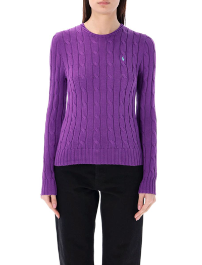 Polo Ralph Lauren Cable-knit Cotton Crewneck Sweater In Paloma Purple