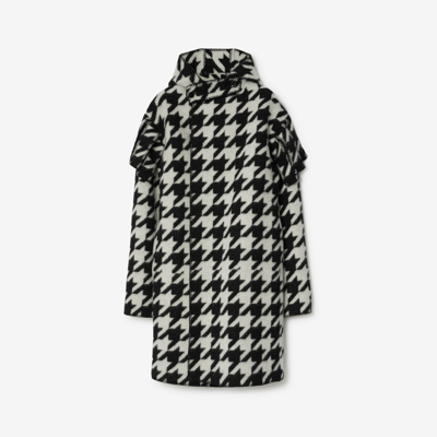 Burberry Houndstooth Wool Cape In Black