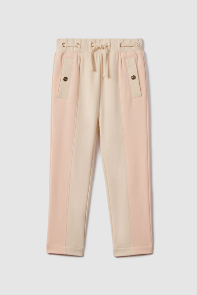 REISS IVY - PINK COTTON BLEND TAPERED JOGGERS,