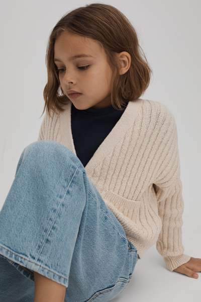 Reiss Anabelle - Ivory Teen Relaxed Knitted Cardigan, Uk 13-14 Yrs