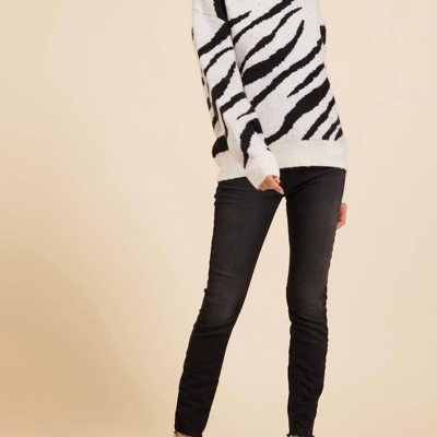Moodie Zebra Print Sweater In Black And White