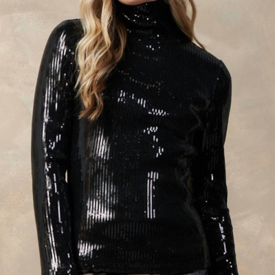 Current Air Anson Sequin Top In Black