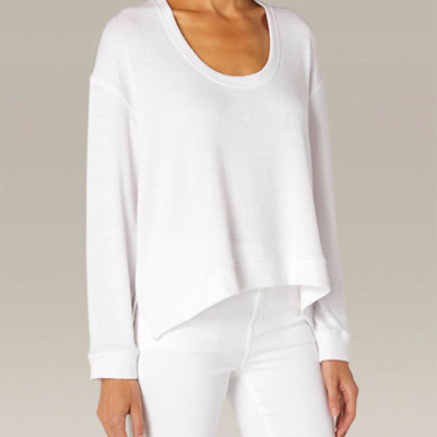 Enza Costa Boucle Cropped Horseshoe Neck L/s In White