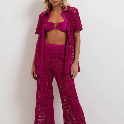 Pat Bo Crochet Beach Pant In Pink