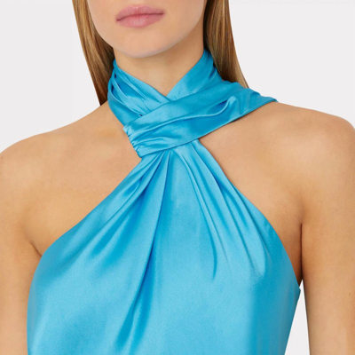 Milly Jen Satin Top In Sky Blue