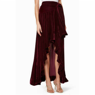 Pat Bo Velvet Maxi Wrap Skirt In Red