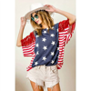 BIBI AMERICAN FLAG STARS WITH STRIPES SEQUIN SLEEVE TOP