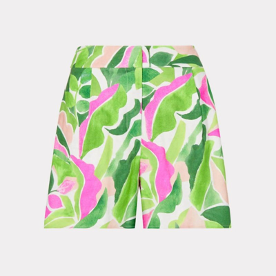 Milly Painted Bloom Linen Short In Leaf Multi