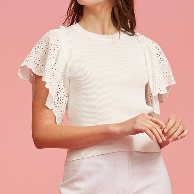 Lucy Paris Beatrice Eyelet Top In Cream In White