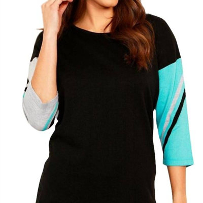 Wrangler Stripe Sleeve Scoop Neck Top In Black