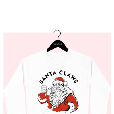 Wknder Santa Claws Crewneck Sweatshirt In White, Red, Black