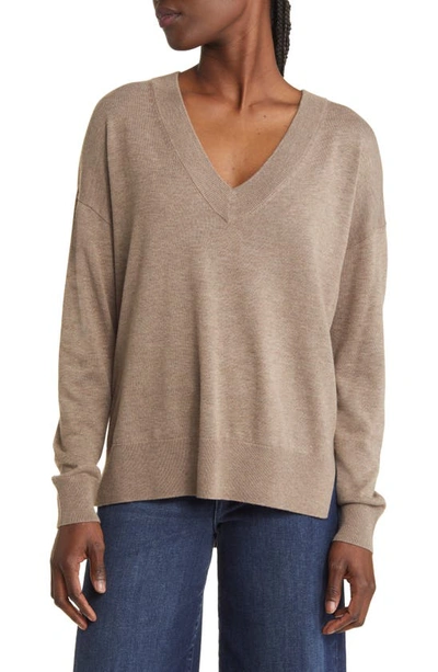 Treasure & Bond V-neck Sweater In Brown Shiitake Heather