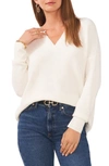 Vince Camuto Drop Shoulder V-neck Sweater In Antiq White