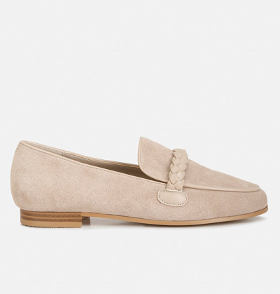 Rag & Co Echo Suede Leather Braided Detail Loafers In Sand In Brown