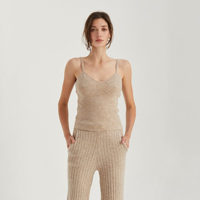 Crescent Amber Ribbed Sweater Pants In Brown