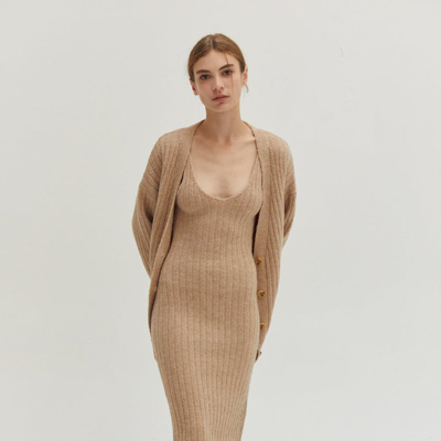 Crescent Mave Two Piece Sweater Dress In Brown