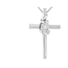HAUS OF BRILLIANCE .925 STERLING SILVER PRONG SET ROUND-CUT SOLITAIRE DIAMOND ACCENT CROSS 18" PENDANT NECKLACE