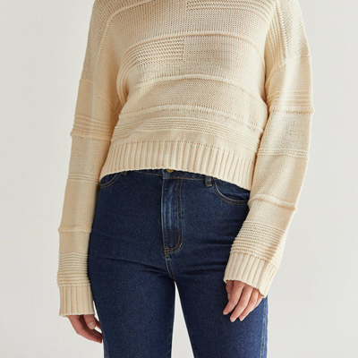 Crescent Cassi Textured Striped Sweater In Yellow