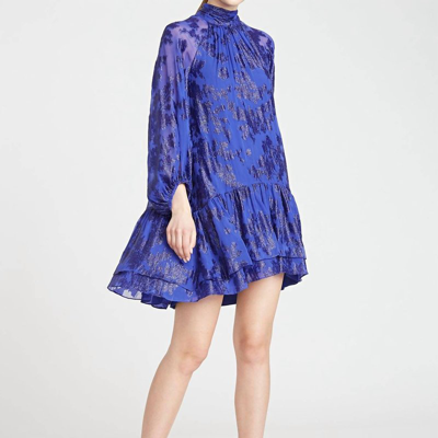 Monique Lhuillier Back Tie Trapeze Dress In Blue