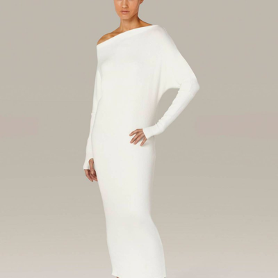 Enza Costa Sweater Knit Slouch Dress In White