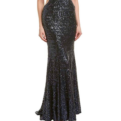 Issue New York Sequin Evening Gown In Blue