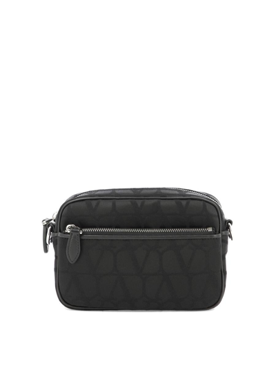 Valentino Garavani Crossbody Bag In Toile Iconographe Technical Fabric In Black