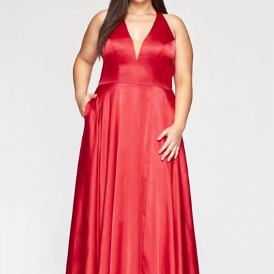Faviana Charmeuse Dress In Red