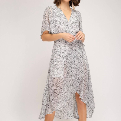 SHE + SKY MIDI WRAP DRESS