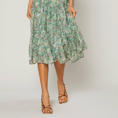 Current Air Lasalle Open Back Midi Dress In Floral Sage In Green