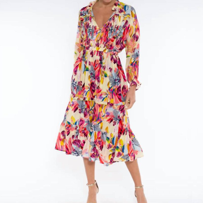 Taj By Sabrina Crippa Baxedes Dress In Figs And Florals In Red