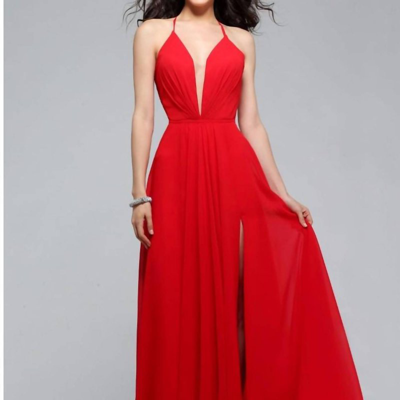 Faviana A Line Evening Gown In Red