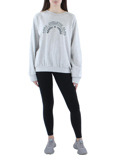 Aqua Womens Graphic Crewneck Sweatshirt In Grey