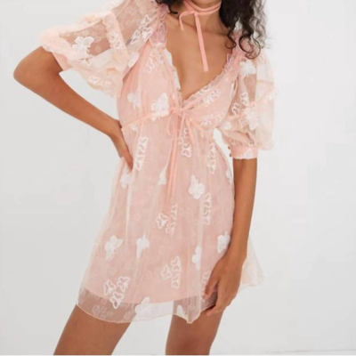 For Love & Lemons Shari 迷你裙 – 橙色 In Pink