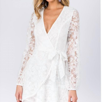 FANCO LACE LONG SLEEVE MINI DRESS