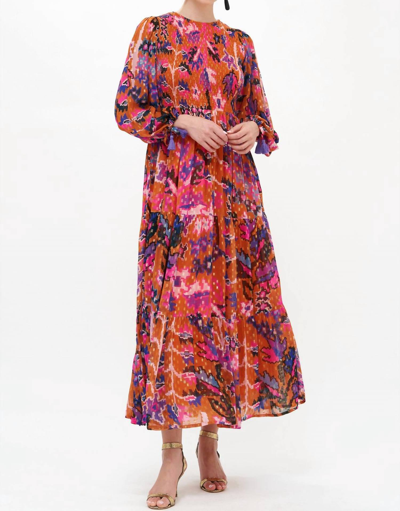 Oliphant Smocked Top Maxi Dress In Toffee Bukhara In Multi