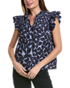 Sail To Sable Flutter Sleeve Top In Blue