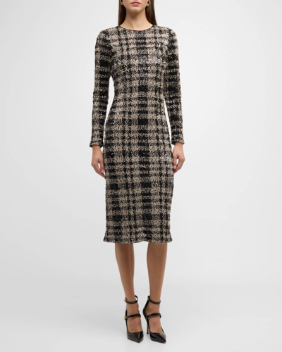 Le Superbe Kate Sequin Check Midi Dress In Multi