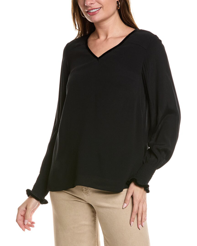 Sail To Sable V-neck Wool Tunic Sweater In Black