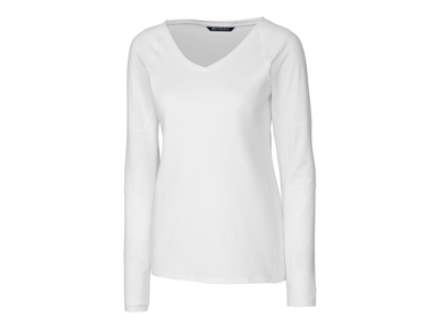 Cutter & Buck Ladies' L/s Victory V Neck Shirt In White