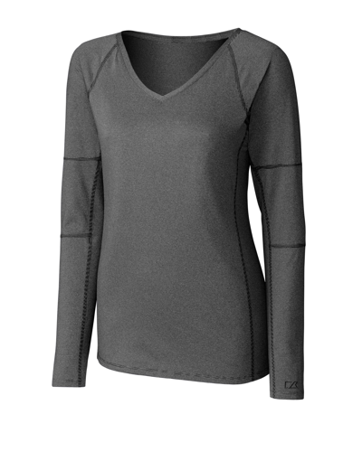 Cutter & Buck Ladies' L/s Victory V Neck Shirt In Black