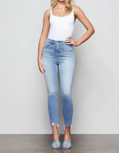 Good American Curves Skinny Crop Jeans With Chew In Blue