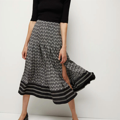 Veronica Beard Norris Logo Silk-blend Midi Skirt In Multi