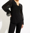 JOSEPH RIBKOFF KEYHOLE DETAIL TOP IN BLACK