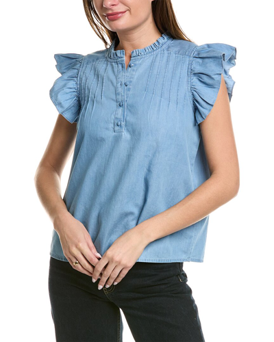 Sail To Sable Pintuck Top In Blue