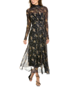 Ferragamo Floral Print Midi Dress In Black
