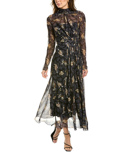 Ferragamo Womens  Silk Midi Dress, 36 In Black