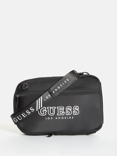 Guess Factory Nylon Logo Sling Bag In Grey