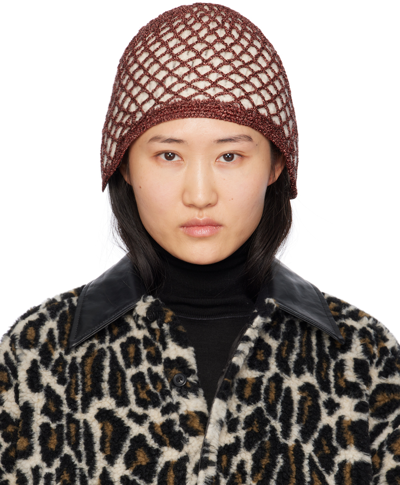 Maison Margiela Orange Handmade Lurex Beanie In 003f Bronze/off Whit