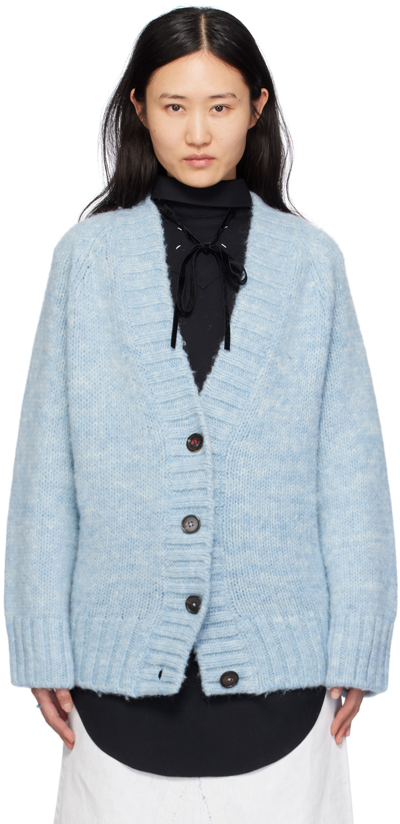 Maison Margiela Alpaca Blend Knit Cardigan In Pale Blue